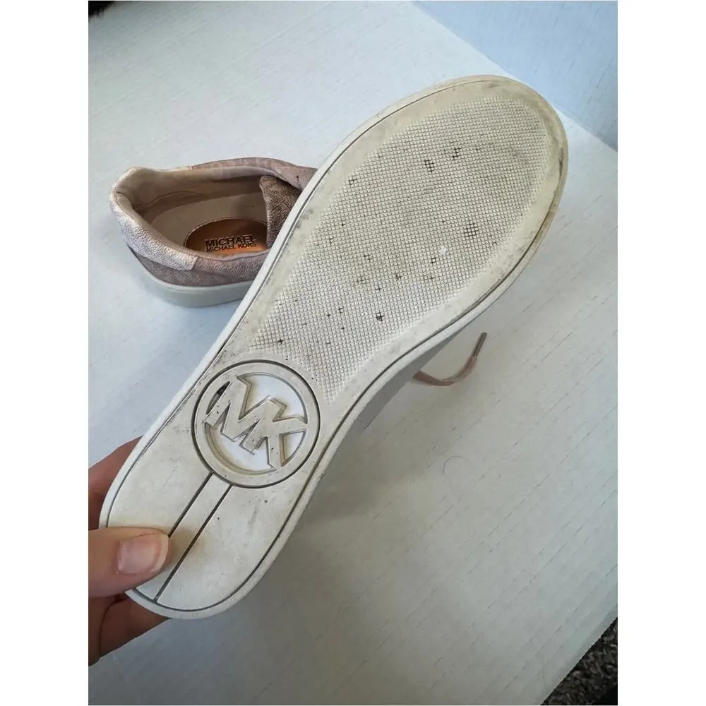 Michael Kors Rose Gold MK Print Sneakers Womens 7.5 Everyday Shoes Classic